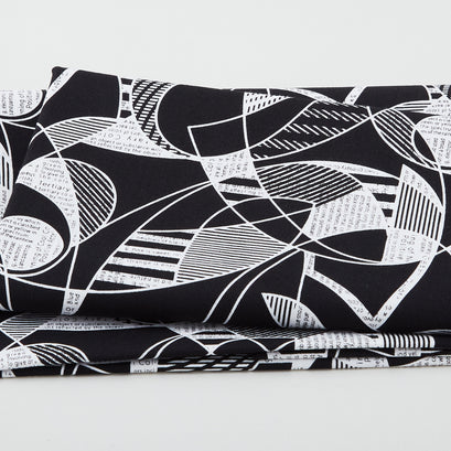 The Language of Color - Abstract Geometric Black/Off-White 2 Yard Cut