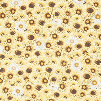 Honey Bee Farm - Packed Sunflowers and Daisies Yellow Yardage