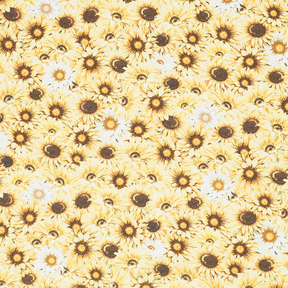 Honey Bee Farm - Packed Sunflowers and Daisies Yellow Yardage