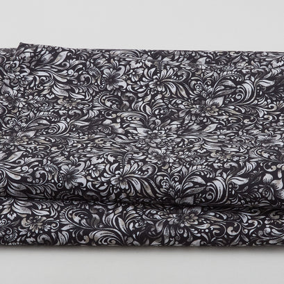 Allure - Watercolor Textured Floral Dark Gray 118" Wide 3 Yard Cut