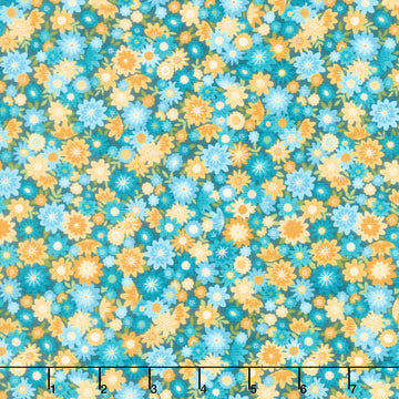 Whiskers - Pretty Posy Teal Yardage Primary Image