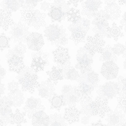 Holiday Flourish - Snow Flower Taupe Colorstory Snowflakes Ice Metallic Yardage