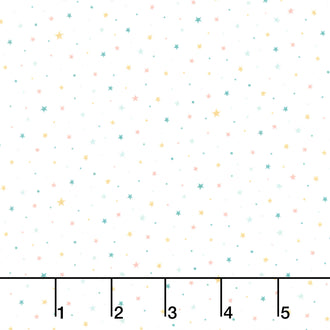 Ooh La Llama - Stars & Tiny Dots White Yardage