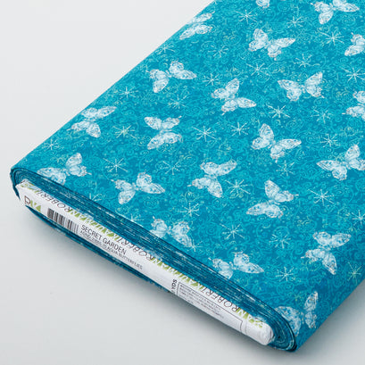 Secret Garden - Aqua Butterflies 10 Yard Bolt