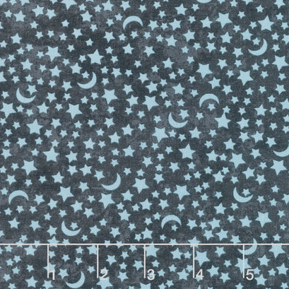 All Hallows Eve - Moon and Stars Denim Yardage