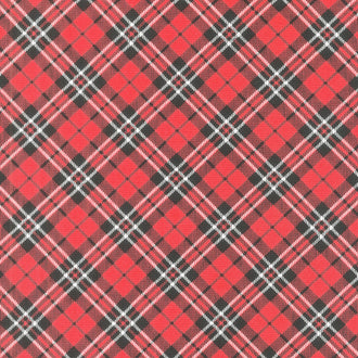 Cardinal Christmas - Diagonal Plaid Red Yardage