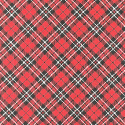 Cardinal Christmas - Diagonal Plaid Red Yardage