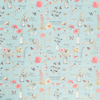 A Country Weekend - Floral Bottles Seaglass Yardage