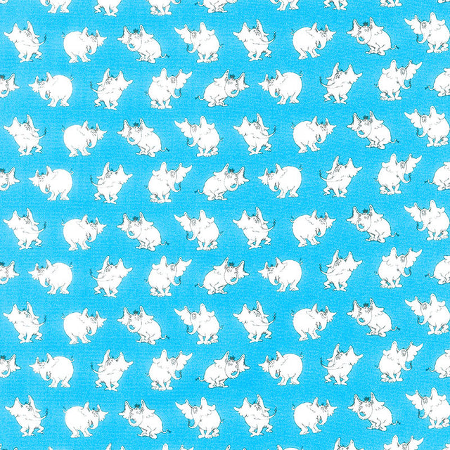 A Little Dr. Seuss - Elephants Blue Yardage