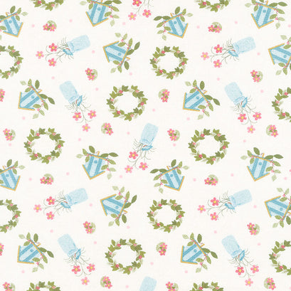 A Wooly Garden - Garden Toss Ivory Yardage
