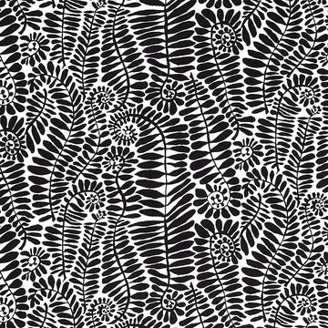 Kaffe Collective - August 2022 - Fronds Black Yardage Primary Image