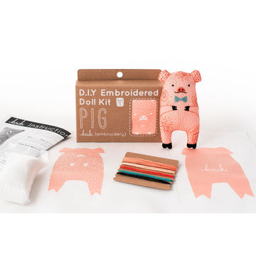 D.I.Y. Embroidered Doll Kit - Pig Alternative View #2