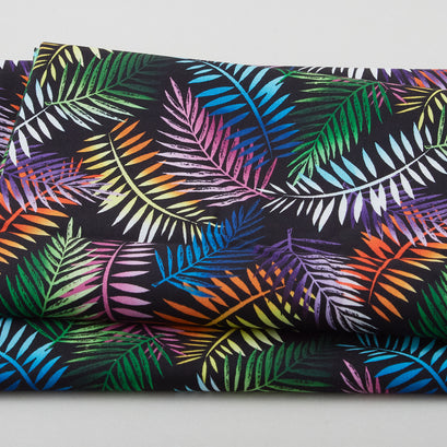 Let's Get Tropical - Tropical Foliage Black 2 Yard Cut