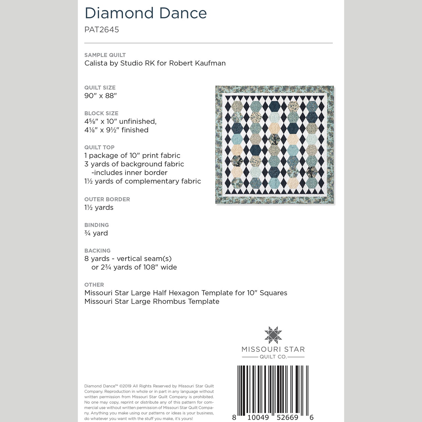 Digital Download - Diamond Dance Quilt Pattern by Missouri Star Alternative View #1