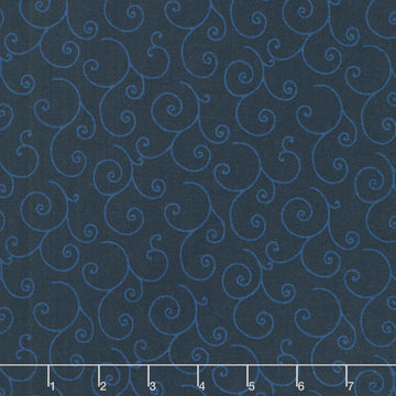 Kimberbell Basics - Scroll Navy Tonal Yardage Primary Image