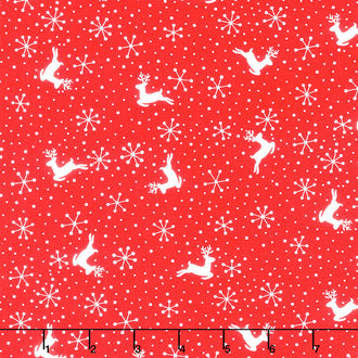 Reindeer Games - Reindeer Dots Poinsettia Red Yardage