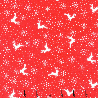 Reindeer Games - Reindeer Dots Poinsettia Red Yardage