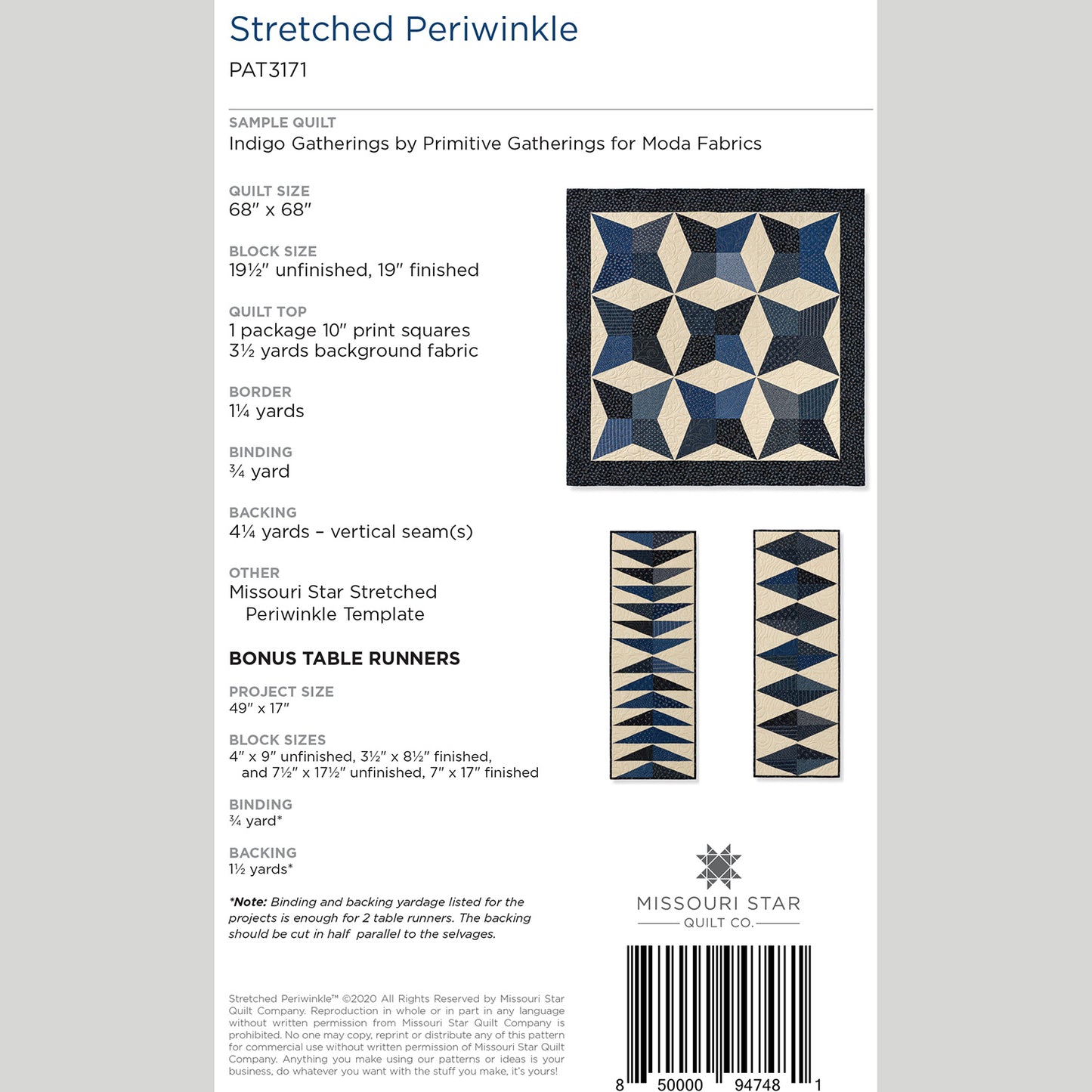 Digital Download - Stretched Periwinkle Quilt Pattern by Missouri Star Alternative View #1