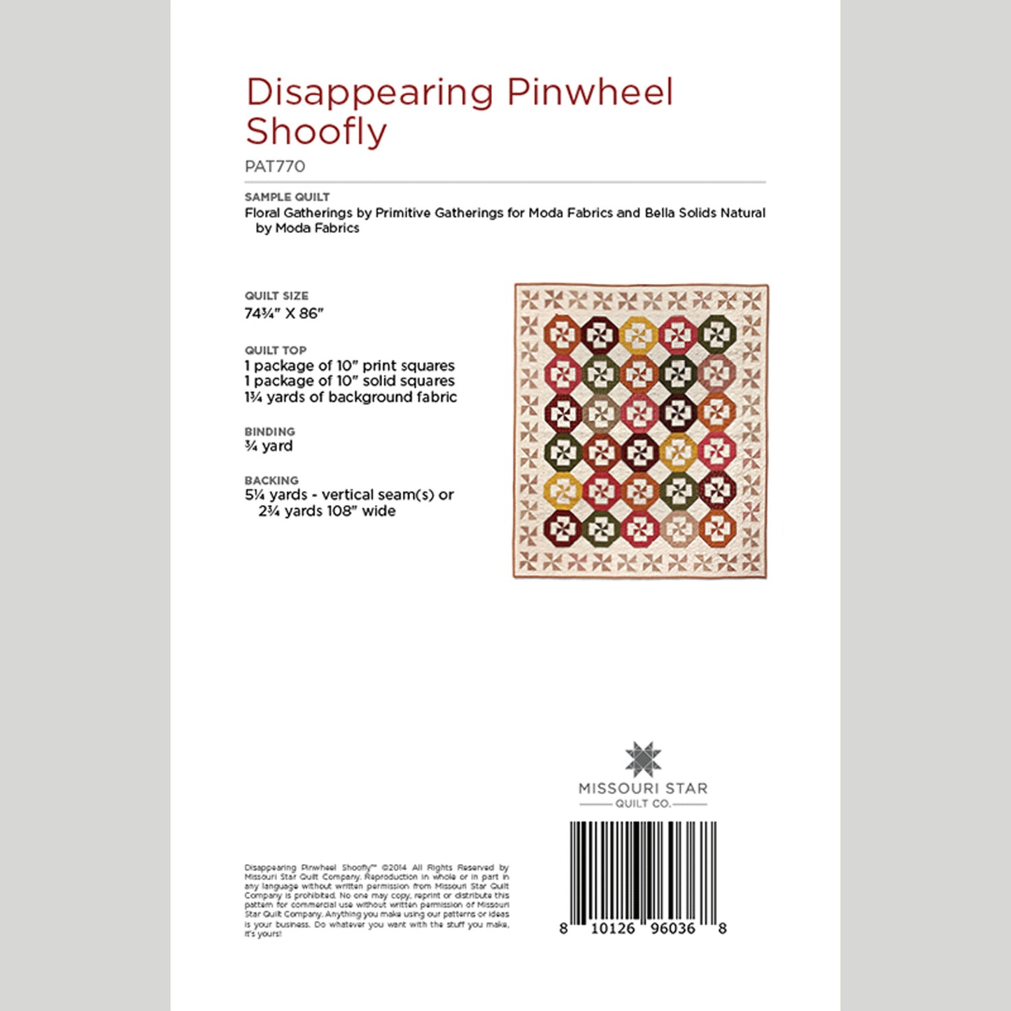 Digital Download - Disappearing Pinwheel Shoofly Quilt Pattern by Missouri Star Alternative View #1