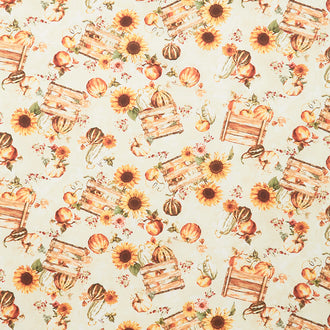 Fall into Autumn - Tossed Autumn Crates Cream Yardage