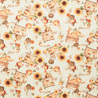 Fall into Autumn - Tossed Autumn Crates Cream Yardage