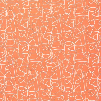 Abstract Collage - Squiggly Lines Orange Yardage