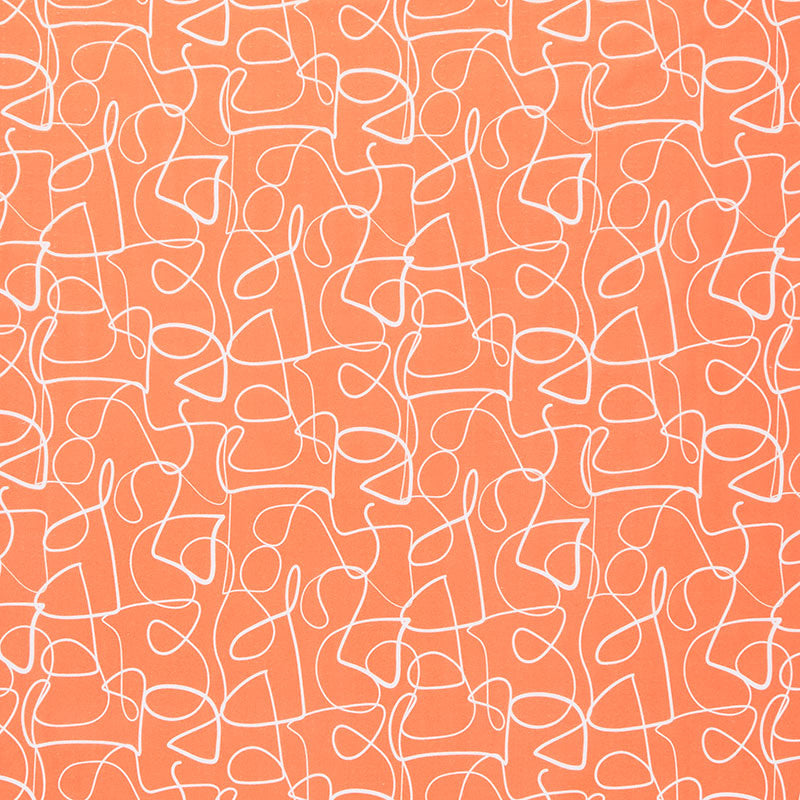Abstract Collage - Squiggly Lines Orange Yardage