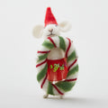 Wool Felt Mice w/Candy Canes Joy 5-1/2" H, White, red & green, Set of 3 - FOR WEBSITE AND HOLIDAY STORE Alternative View #2
