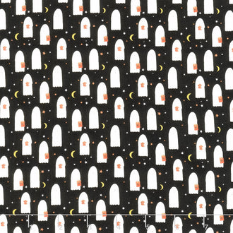 Hey Bootiful - Sheet Ghosts Charcoal Glow in the Dark Yardage