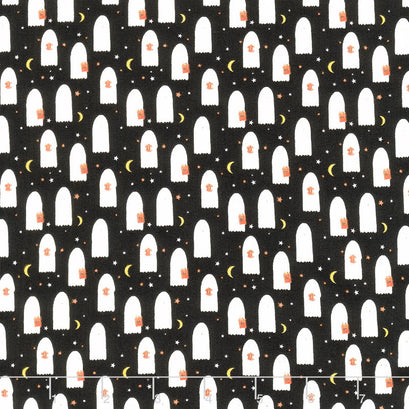 Hey Bootiful - Sheet Ghosts Charcoal Glow in the Dark Yardage