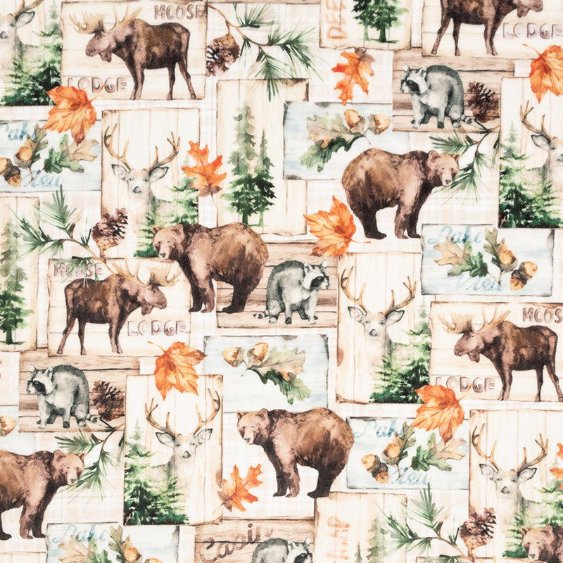 Cuddle® Prints - Moose Lodge Natural Digitally Printed Yardage Primary Image