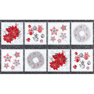 Holiday Flourish Scarlet - Ornament Silver Metallic Panel