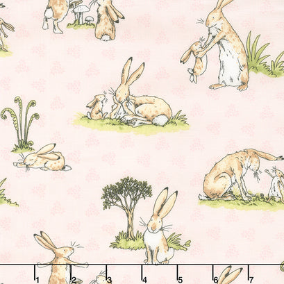 Guess How Much I Love You - Pink Hares Light Pink Yardage