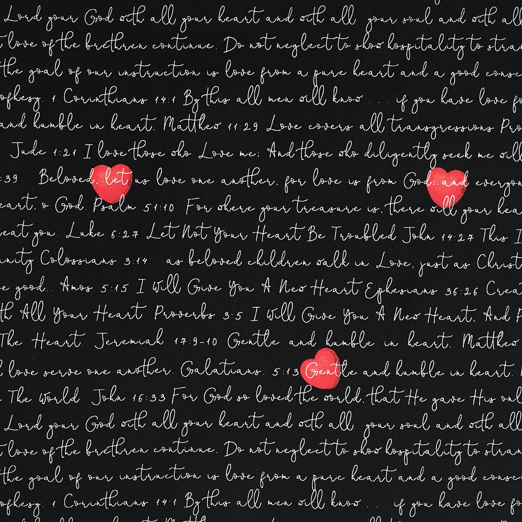 All My Heart - Love Letters Black Yardage Primary Image
