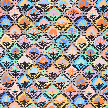 Kaffe Fassett Collective - February 2024 - Dark ColorwayStep Flower - Contrast Yardage Primary Image