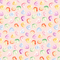 Monthly Placemat Panels - February Candy Hearts Pink Yardage Primary Image