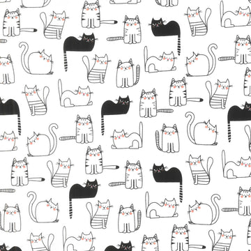 Cats (Timeless Treasures) - Cats Nap Time White Yardage Primary Image