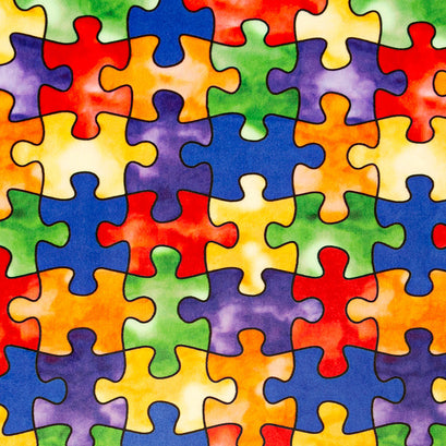 Cuddle® Prints - Puzzle Primary Digitally Printed Minky Yardage
