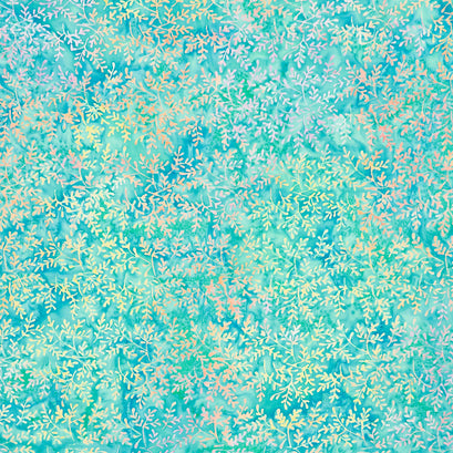 Bold Blooms Batiks - Mini Sprigs Teal Parakeet Yardage