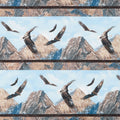 Winged Glory - Eagle Border Stripe Blue Multi Yardage Primary Image