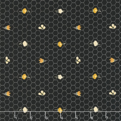 Alexandra - Honeycomb Black Yardage