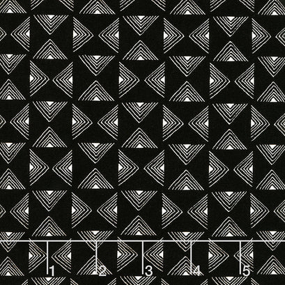 African Women - Tribal Geo Pattern Black Yardage