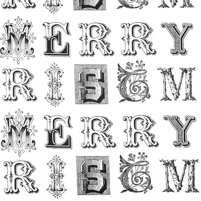 All About Christmas - Typography White Yardage