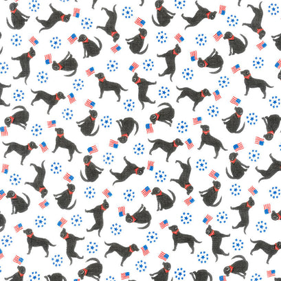All American - Patriotic Pups White Yardage