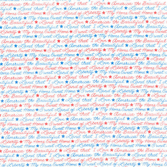 All American - Patriotic Sayings Daisy White Yardage