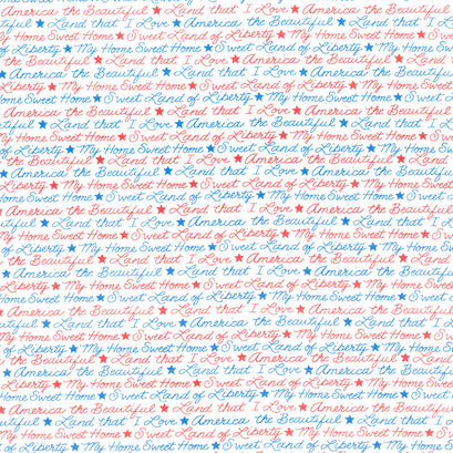 All American - Patriotic Sayings Daisy White Yardage
