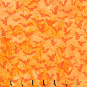 All Hallows Eve Batiks - Bats Orange Pumpkin Yardage
