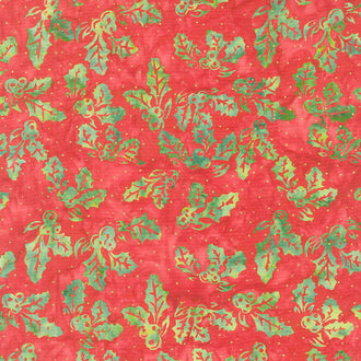 All Is Bright Batiks - Holly Red Candy Metallic Yardage