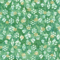 All Is Bright Batiks - Ornaments Green Grass Metallic Yardage
