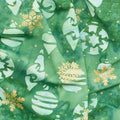 All Is Bright Batiks - Ornaments Green Grass Metallic Yardage